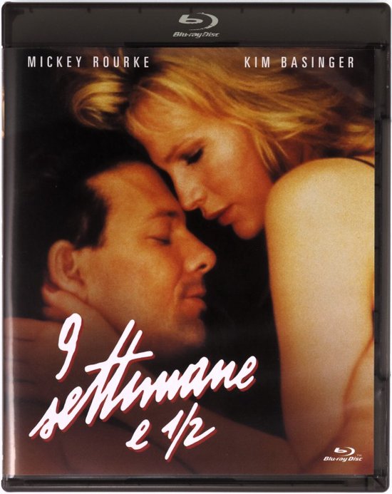 Blu-ray hoes met Mickey Rourke en Kim Basinger, met de tekst '9 settimane e 1/2'.