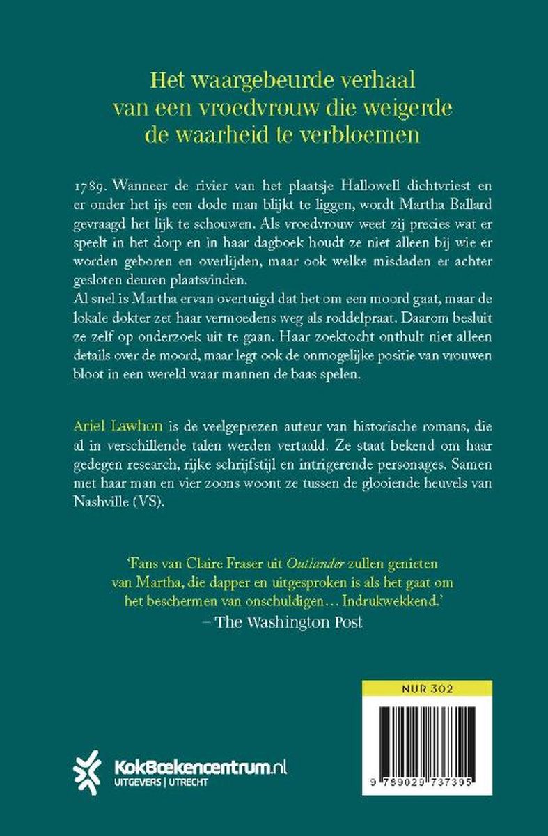 Achterkant van het boek 'De rivier' met tekst en barcode.