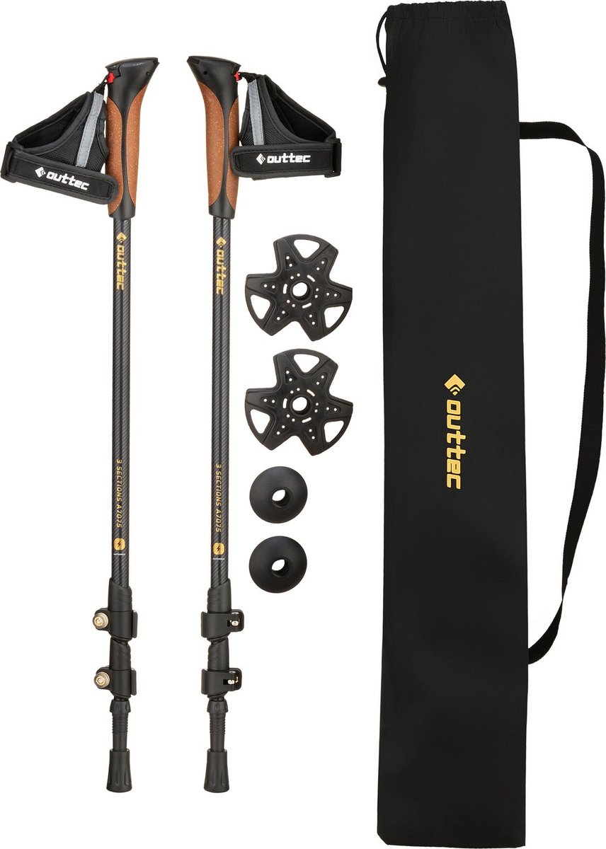 Outtec® Nordic Walking Stokken, Wandelstokken, Trekkingstokken - Verstelbaar 60-135cm - Ultralichte Trekkingstokken voor Mannen en Vrouwen - Wandelen, Trekking