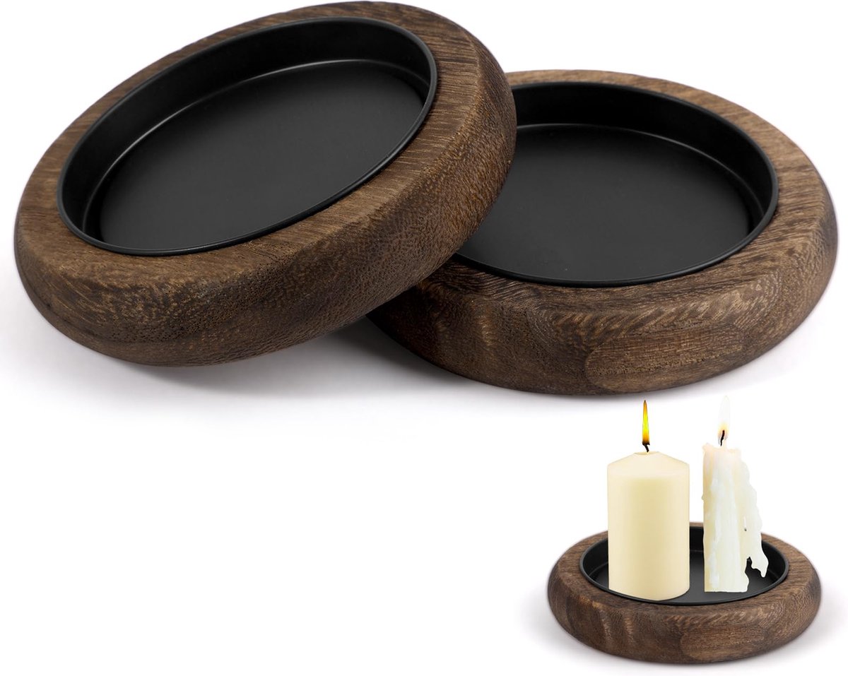 La'Moussawi ® Houten Kaarsenhouder Set van 2 voor Diverse Decoratieve Gebruiken