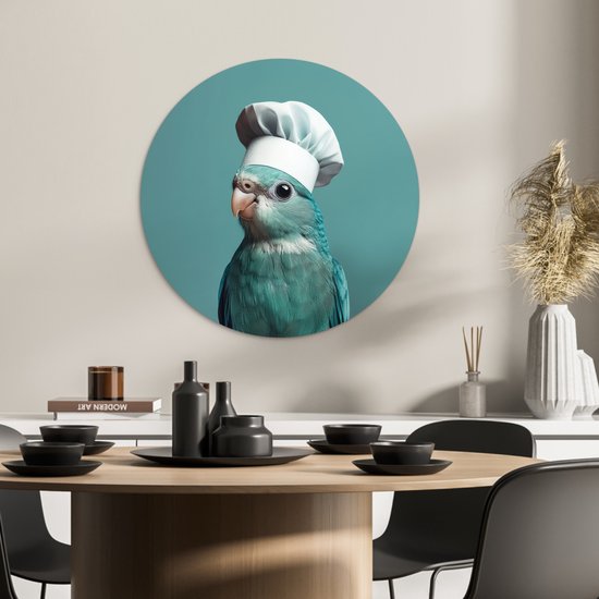 WallCircle® Wandcirkel 60x60 cm - Muurcirkel Parkiet - Vogel - Koksmuts - Cute - Muurdecoratie woonkamer - Wanddecoratie keuken - Kamer decoratie accessoires - Ronde schilderijen