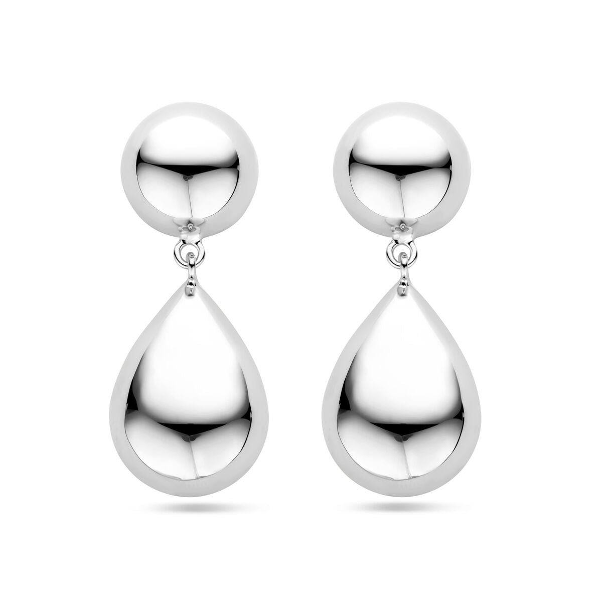 Zilver gerhodineerd oorhangers half bol en druppel 40 mm - 1340518