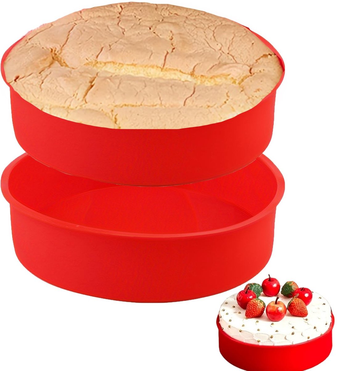 La'Moussawi ® Bakset van Twee Siliconen Bakvormen voor Perfecte Taarten en Creatieve Baksels