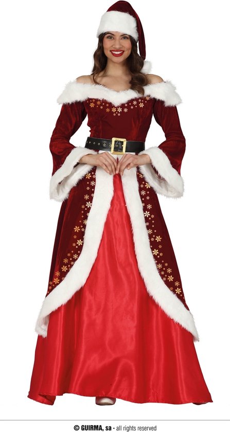 Generisch Kerstmankostuum voor meisjes, rode jurk met lange mouwen en