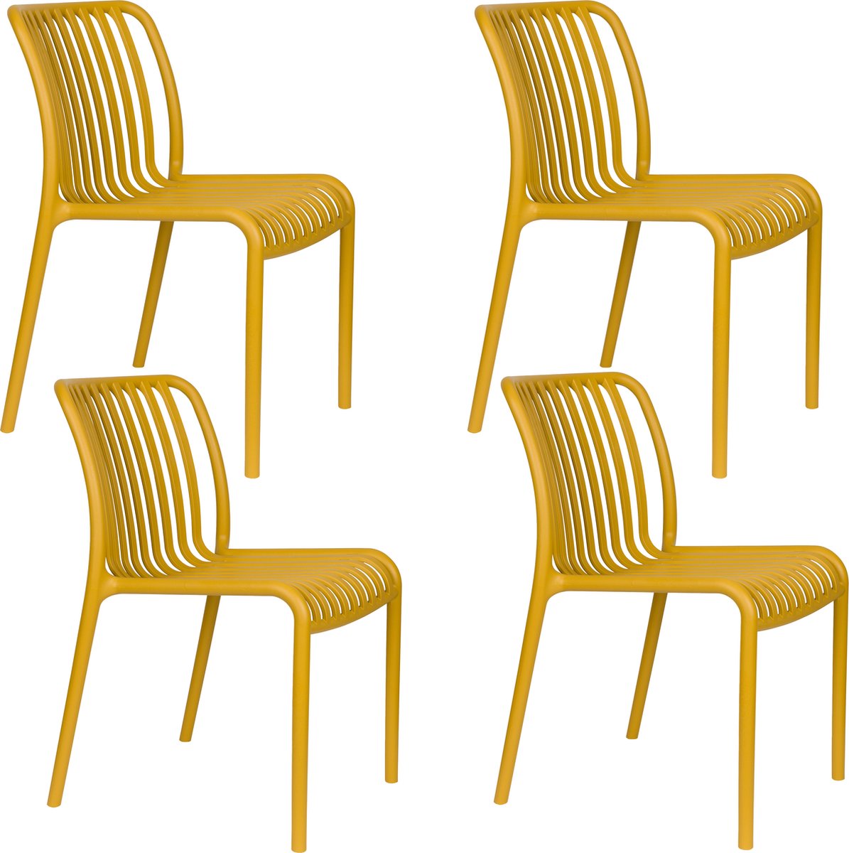 Housecraft Living Mante Tuinstoel Kunststof Geel - Set van 4
