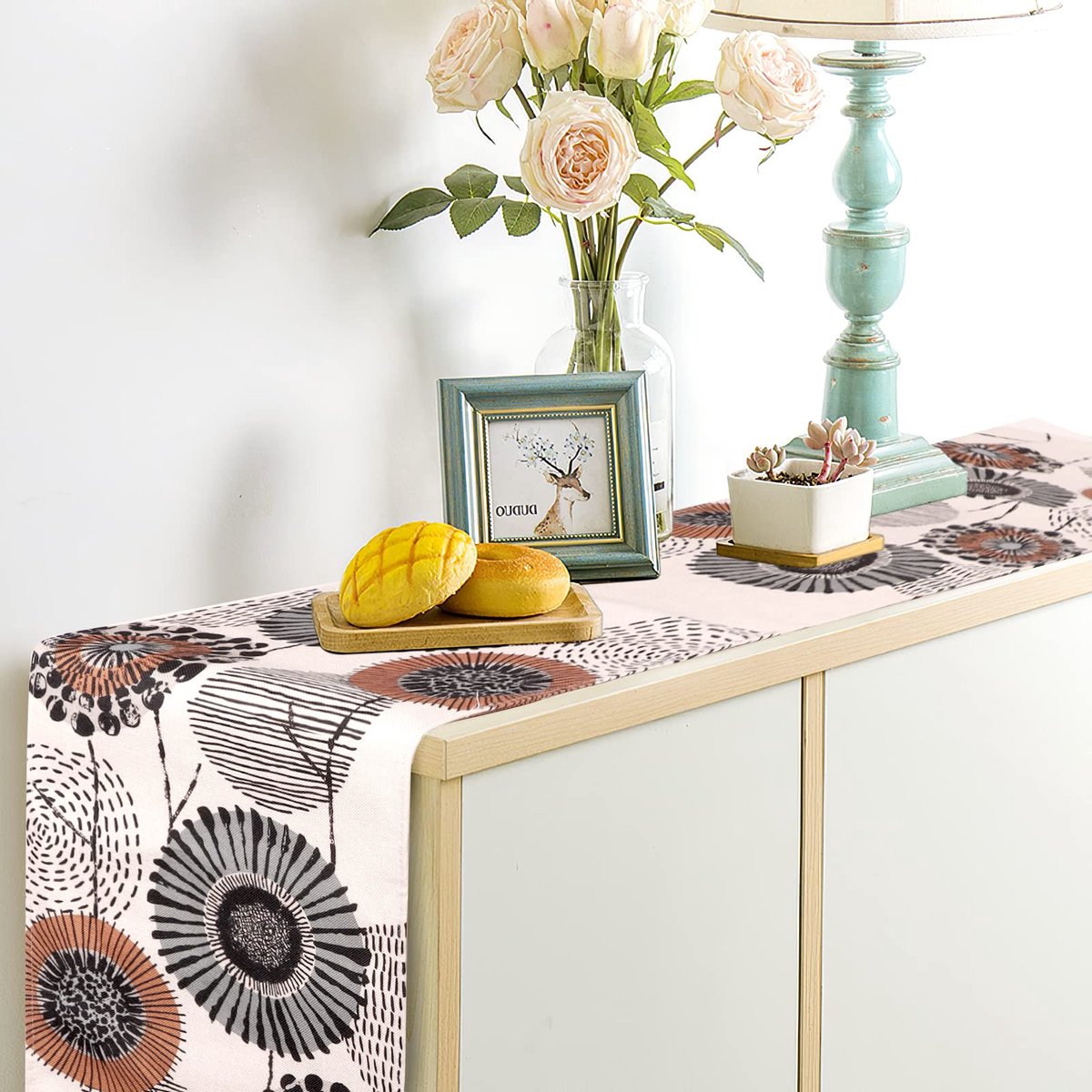 La'Moussawi ® Tafelloper met Bloemenprint voor Stijlvolle Tafeldecoratie in Lente en Zomer