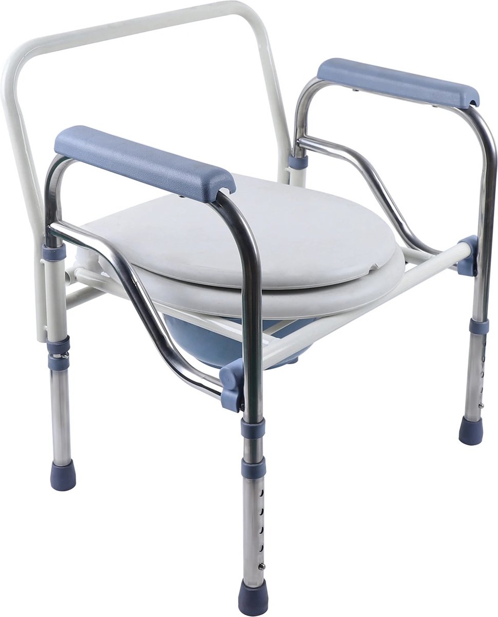 Botec Toiletstoel - douchestoel - postoel - Veilig en Comfortabel - 65-75 cm (hoogte verstelbaar) x 55 cm x 43 cm