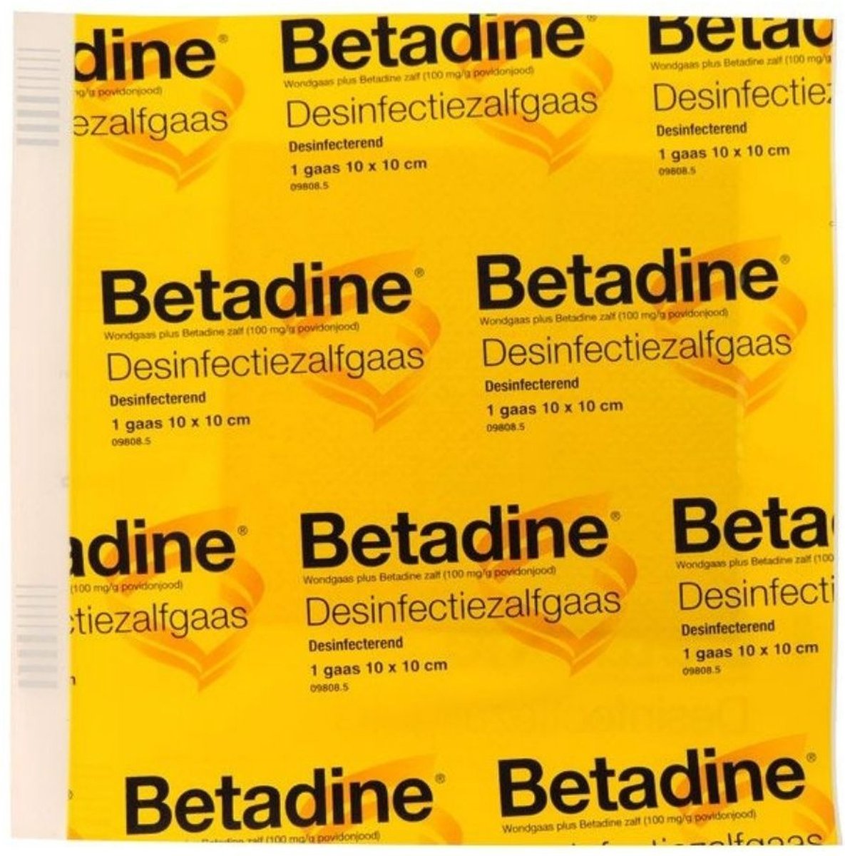 Goedkoopste Betadine Zalfgaas - Desinfecteert en beschermt wonden - Bevat povidonjodium - 10x10cm - 10 zalfgazen