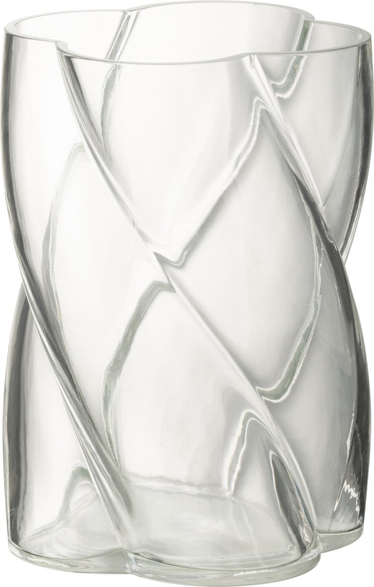 J-Line vaas Swirly - glas - transparant - small - Ø 13.5 cm