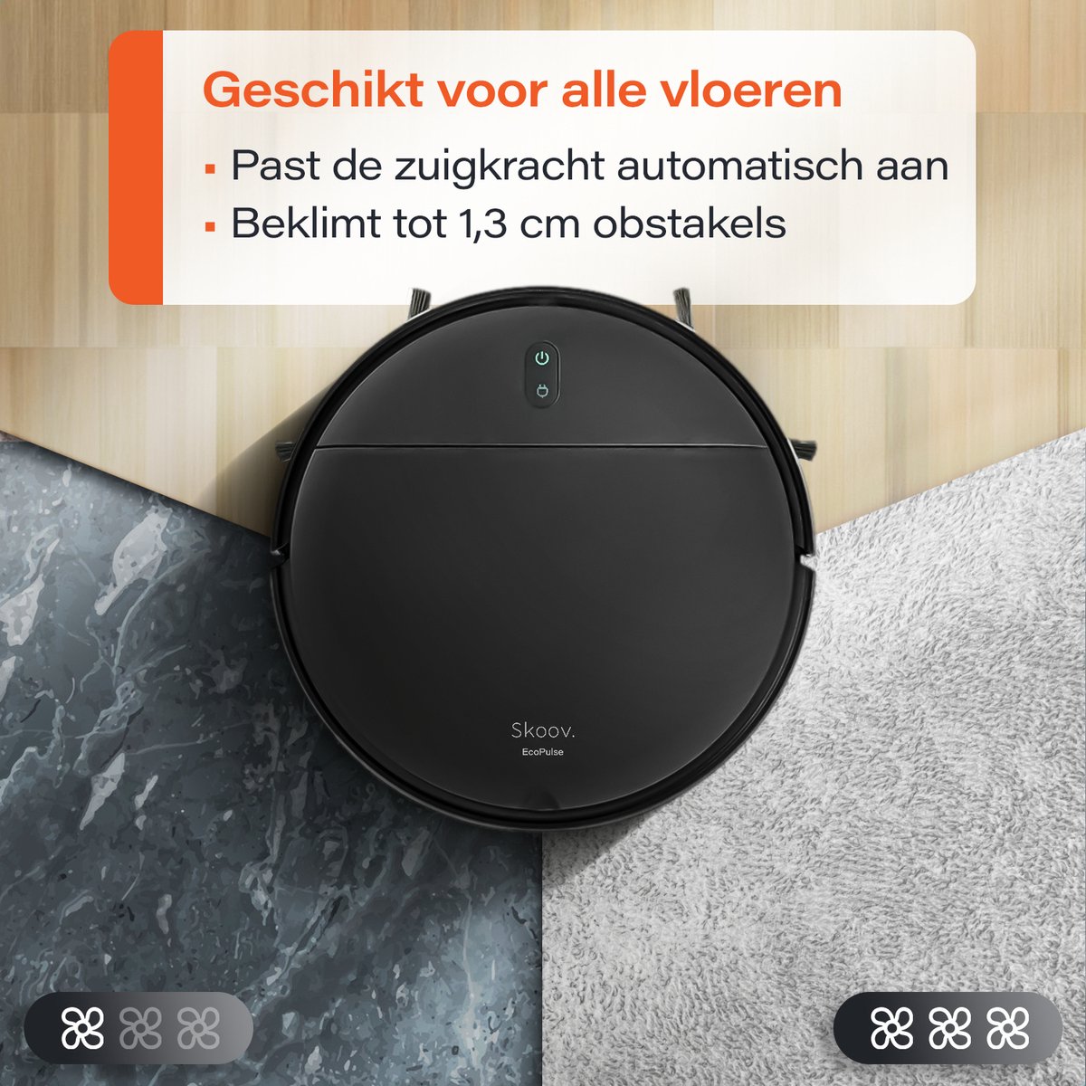 Afbeelding 3 van Skoov Ecopulse - Robotstofzuiger met Dweilfunctie en laad station - Met APP en afstandsbediening - Huisdieren - Automatische - Dweilrobot - Geschikt voor Hondenharen