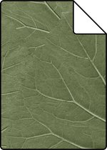 Proefstaal ESTAhome behangpapier grote bladeren vergrijsd olijfgroen - 26,5 x 21 cm - 138995-S
