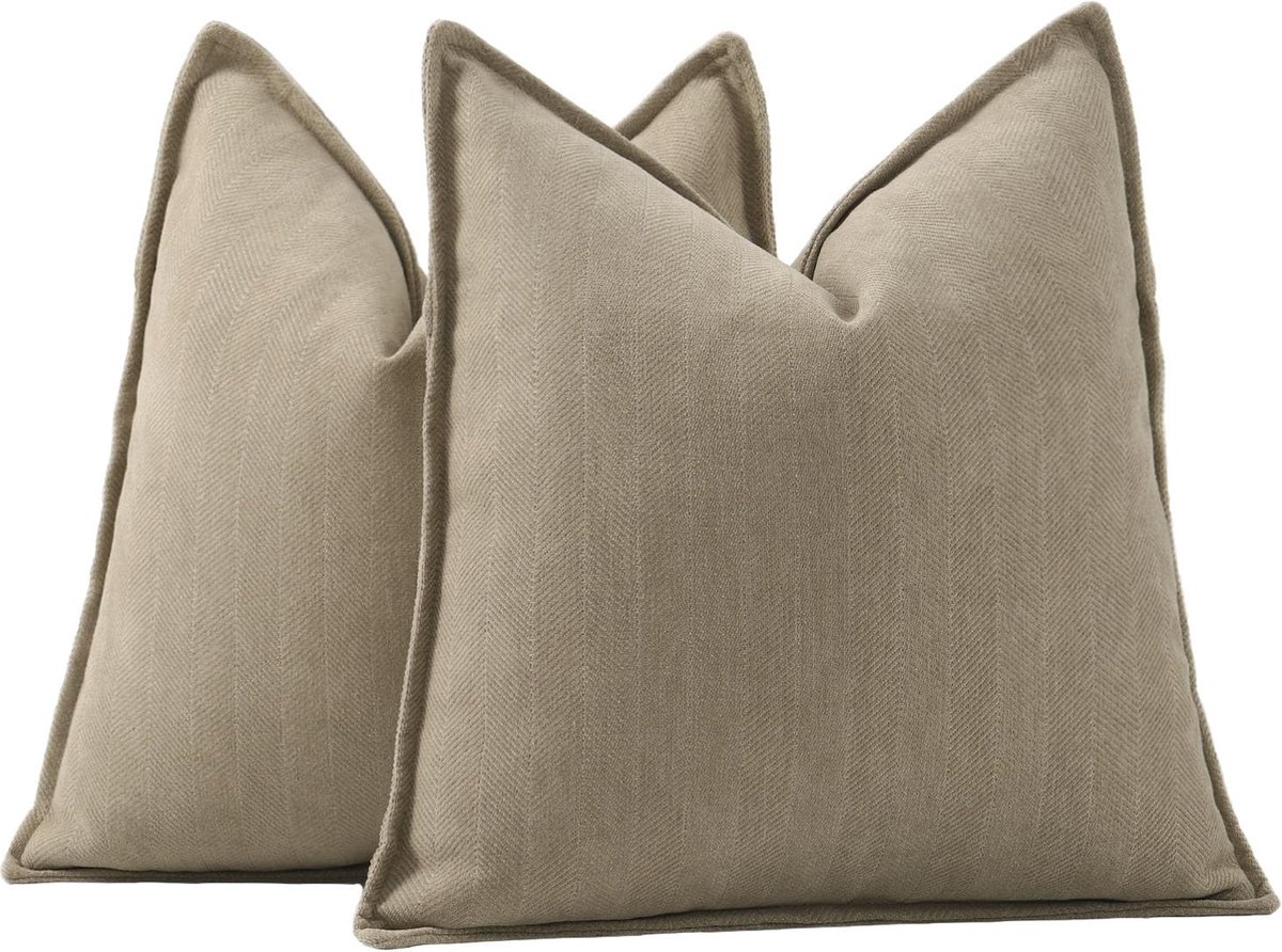 La'Moussawi ® Elegante Set van 2 Zachte Vierkante Kussenhoezen met Stijlvolle Franjes voor Woonkamer en Slaapkamer