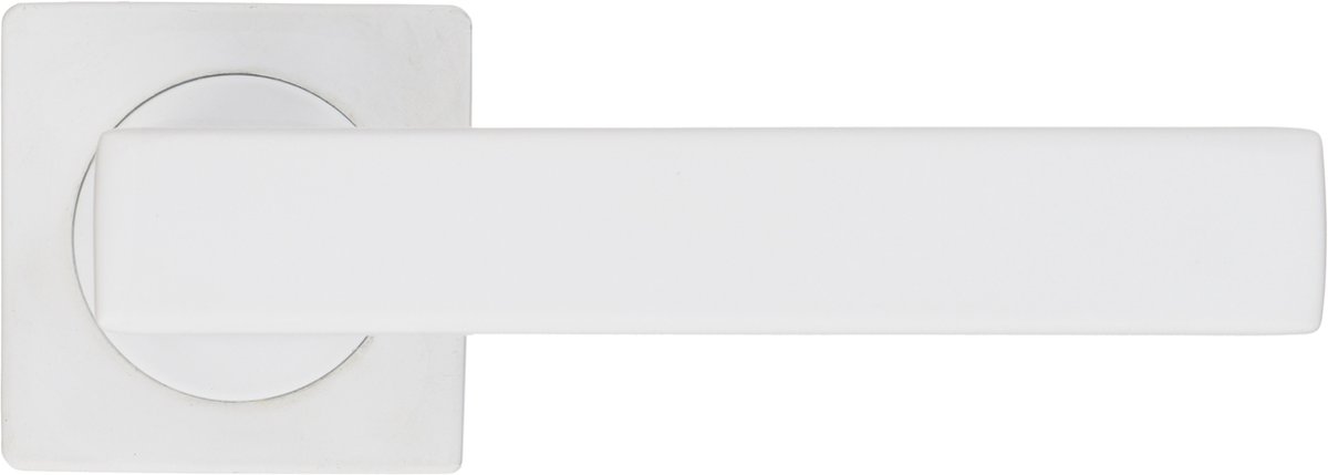 Ostiumhome® - Deurbeslag- Deurklink - Wit - vierkante rozet - 145 mm - Arezzo