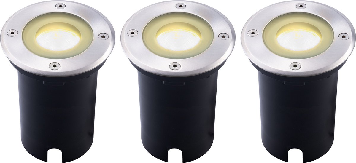 Ledvion Set van 3 LED Grondspot Buiten IP67 3W 230V 345Lm 2700K GU10 wit