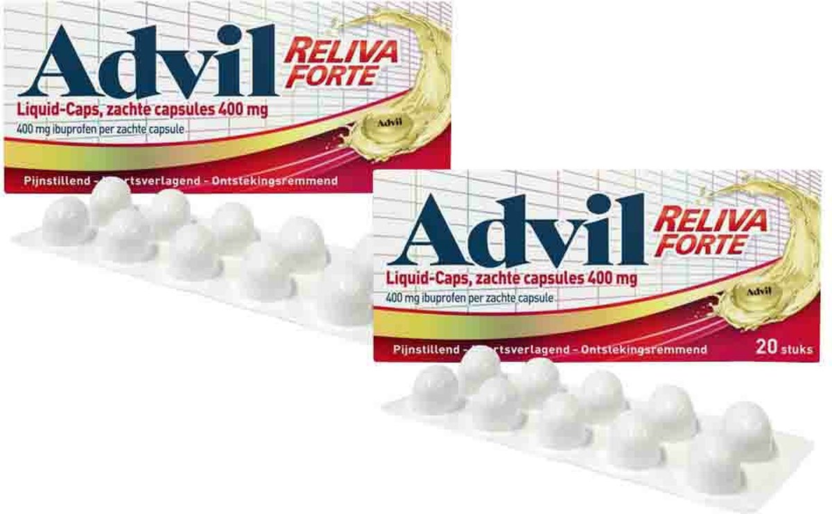 Goedkoopste Advil Reliva Forte Liquid Caps 400mg - 2 x 20 capsules