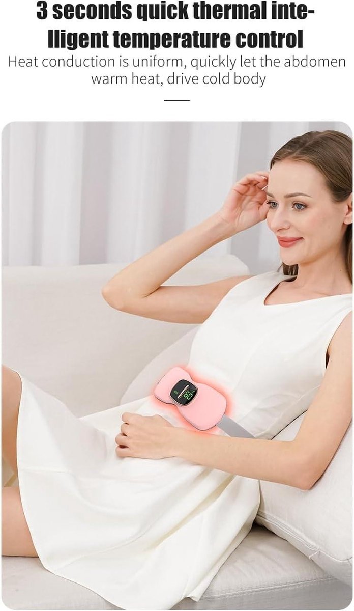 Mrs. Jones Verwarmingskussen krampen draagbaar draadloos menstruatieverlichting 3 warmteniveaus 3 massagemodi rug- buikverwarmingskussen . — cadeau in Verzorging - foto 2