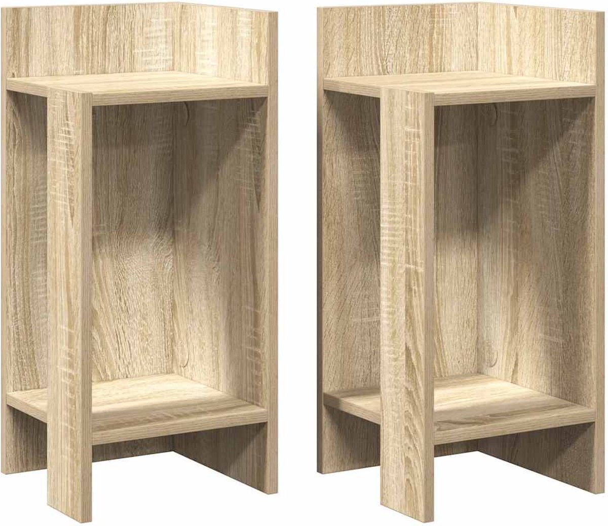 vidaXL Bijzettafeltje met plank 25,5x27x60 cm zwart, accenttafel