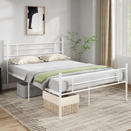 EMODA 46 cm Hoge Bedframe 160x190 cm, Zwaar Belastbaar Metalen