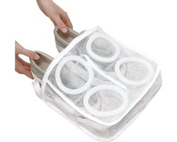 1 Pack Schoenen Waszak - Schoenen Waszak - Sneaker Wasmachine Zak - Hoge Kwaliteit Waszak met Ritssluiting - Herbruikbare en Duurzame Schoenen Waszak met Ritssluiting - Waszak voor Alle Schoenen-M - Wit - 26X25X7.5cm