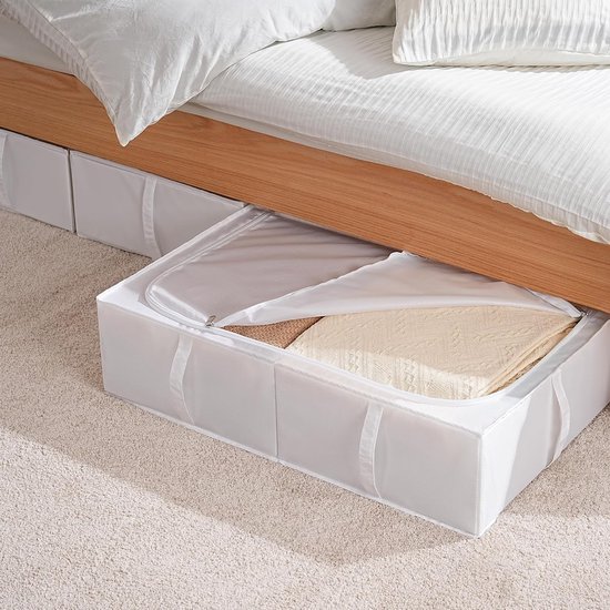TYEERS Set van 4 opbergdozen onder het bed met deksel, duurzame stof, wasbaar, opvouwbaar, opslag onder het bed voor kleding, dekens, beddengoed, schoenen, 70 x 42 x 18 cm, donkergrijs