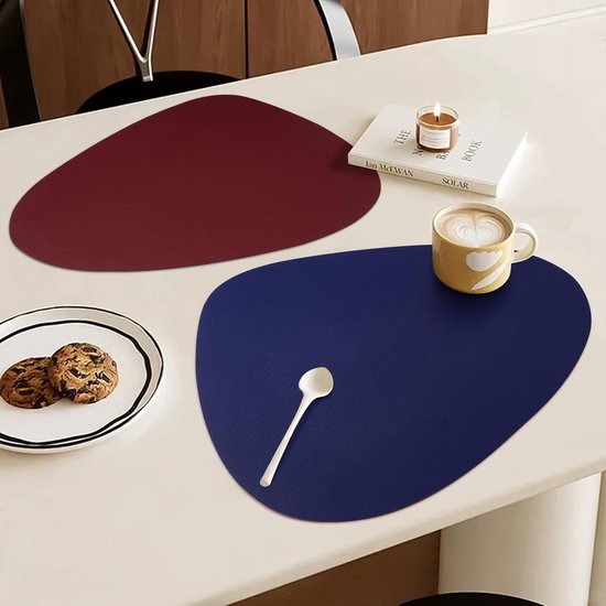 Lederen placemats, 6 stuks, afwasbaar, met onderzetter Lederen placemats, 6 stuks, afwasbaar, met onderzetter