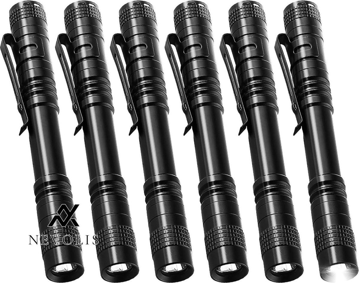 Nevolis Mini LED Torch 6 Pieces Waterproof Small Flashlight Clip 3 Light Modes Camping Hiking Fishing Outdoor Emergencies .