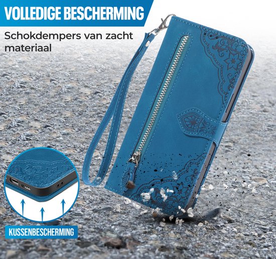 Étui adapté pour Samsung Galaxy S25 - Bookcase - Cordon - Porte-cartes - Portefeuille - Motif fleurs - Simili cuir - Blauw