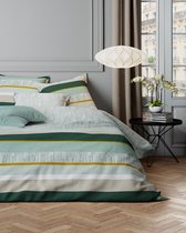 Mistral Home - DEKBEDOVERTREK - katoensatijn - 260 x 240 cm + 2x 65 x 65 cm - extra breed - strepen - groen