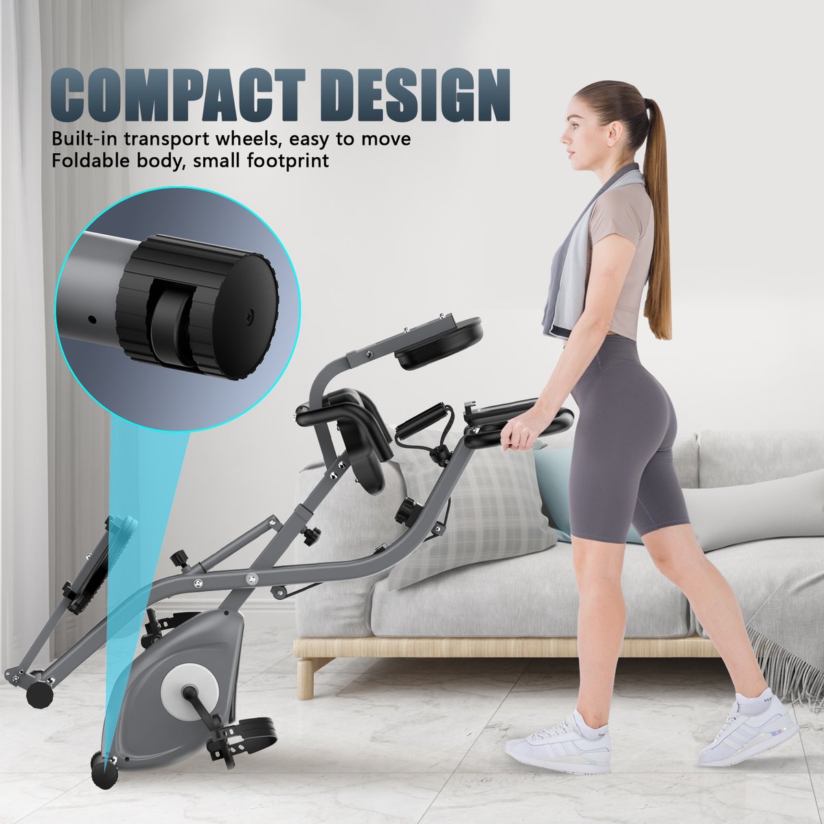 Opvouwbare Hometrainer met 10 Magnetische Weerstandsniveaus - afbeelding 3