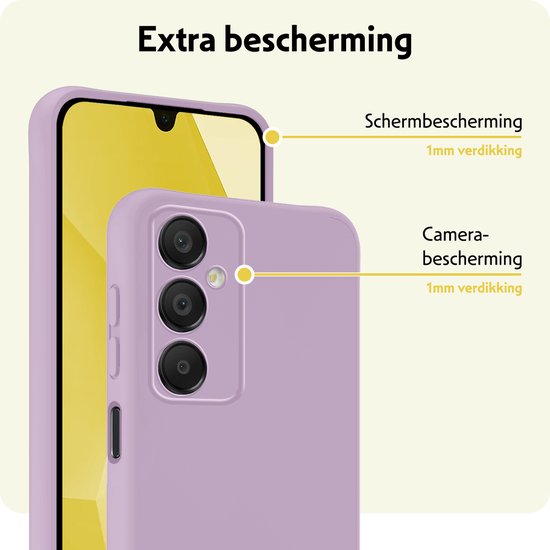 Lila telefoonhoesje met 1mm verdikking voor scherm- en camera bescherming.