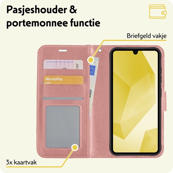 Étui adapté pour Samsung A16 Case Book Case Cover Wallet Cover - Étui adapté pour Samsung Galaxy A16 Case Bookcase Cover - Or rose