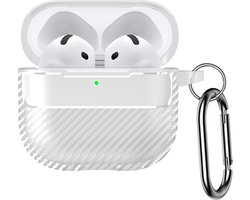 Telestore - Hoesje geschikte voor AirPods 4 - TPU carbon hoesje Beschermhoes - Shockproof AirPods 4 Cover - AirPods 4 Hoesje - Geschikt voor Apple Airpods 4 - transparant - carbon TPU cover