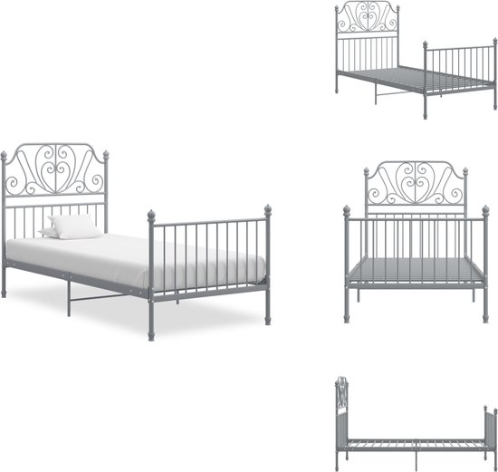 vidaXL Bedframe Metaal Wit 90x200 Ledikant Frame Bedframes Bedden Slaapmeubel