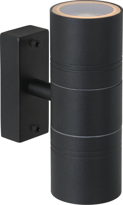 Lucide ARNE-LED - Wandspot / Wandlamp Binnen/Buiten - Ø 6,3 cm - GU10 (MR16) - 2 × 5W 2700K - IP44 - Zwart
