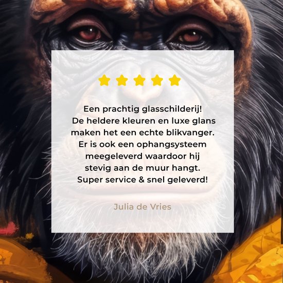 MuchoWow® Peinture sur verre 80x120 cm - Peinture sur verre acrylique - Graffiti - Chimpanzé - Manteau - Singe - Peinture - Photo sur verre - Décoration murale salon - Décoration murale chambre - Peintures