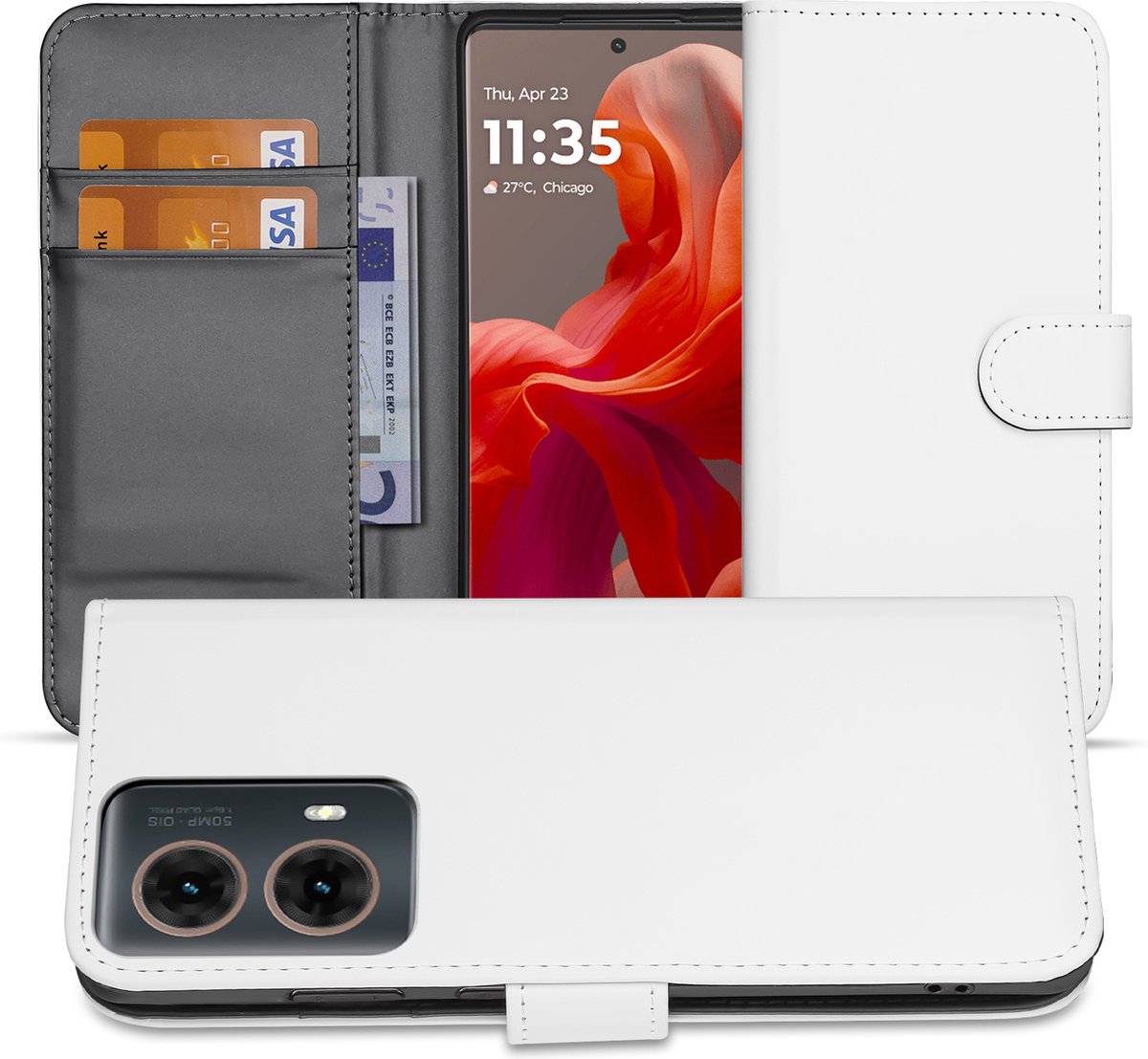 Book Case voor Book Case Telefoonhoesje Motorola Moto G85 Wit met Pasjeshouder
