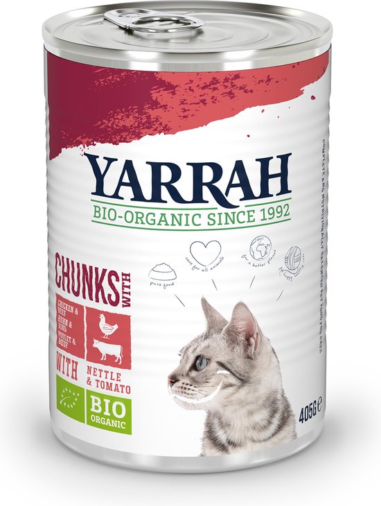 Yarrah Bio Kattenvoer Chunks Kip - Rund 405 gr