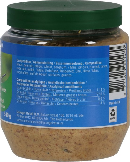 Beurre de cacahuète pour oiseaux Allbirds&Co - Nourriture pour oiseaux de jardin - 340 g