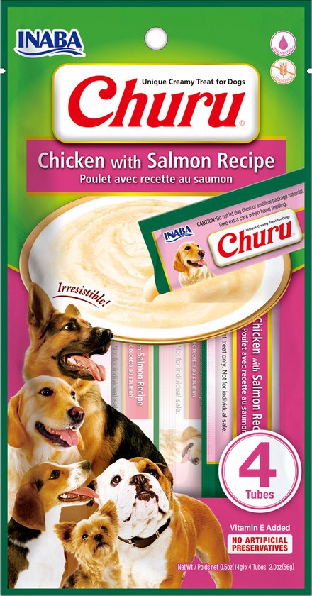 Inaba Churu Dog Chicken With Salmon Recipe - Hondensnacks - 4x14 g