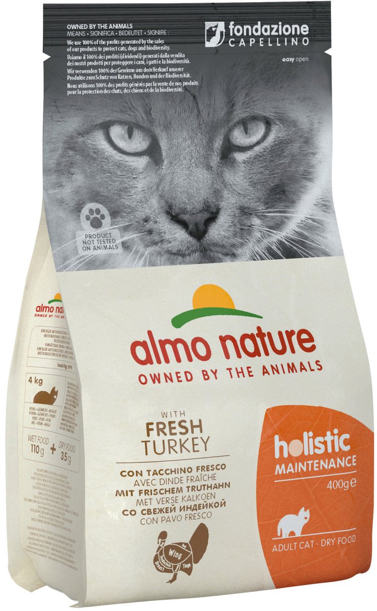Almo Nature Holistic Droogvoer voor Volwassen Katten - Kalkoen - Holistic Kalkoen - 400g
