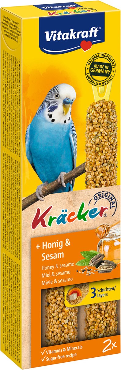 Vitakraft Parkietkracker 2 in 1 Honing - Vogelsnack