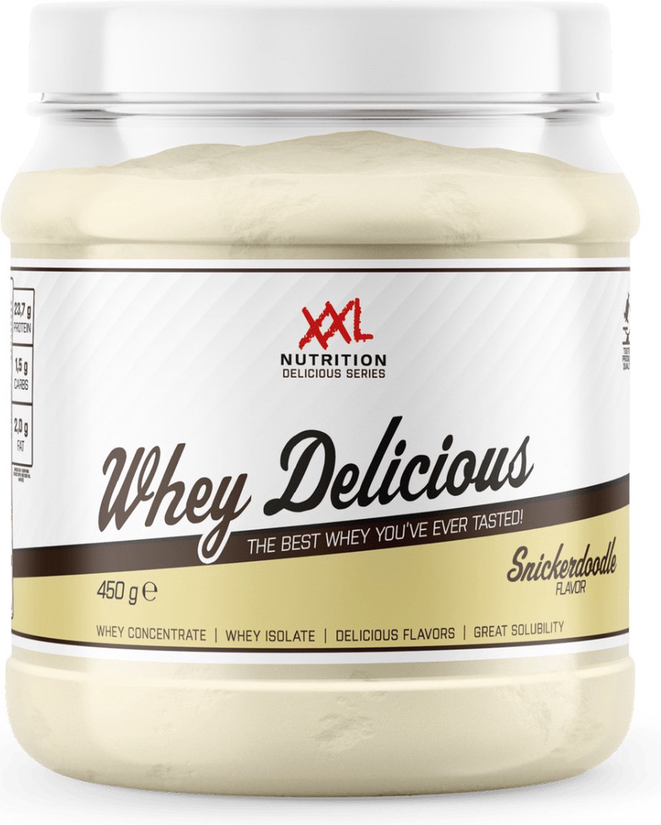 Goedkoopste XXL Nutrition - Whey Delicious - 80 Eiwit - Snicker doodle - Wei Eiwitpoeder met BCAA & Glutamine, Proteine Poeder, Eiwit shake, Whey Protein - Diverse Smaken - 450 gram (15 shakes