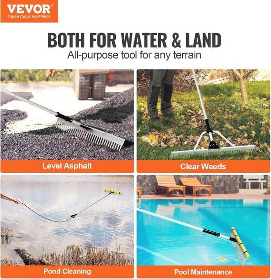 Gazonhark voor Land- en Watergebruik - Aluminium, 37 Tanden, Antislip Handvat, Verstelbaar — afbeelding 2