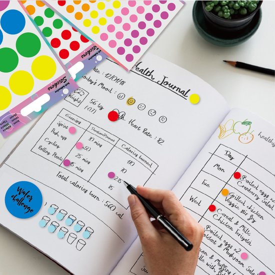 Dots Autocollants Mix - Diverse couleurs et tailles de cercles 8 mm, 10 mm et 25 mm - 780 Autocollants pour planificateurs, agenda, organisation, etc. Mat et inscriptible