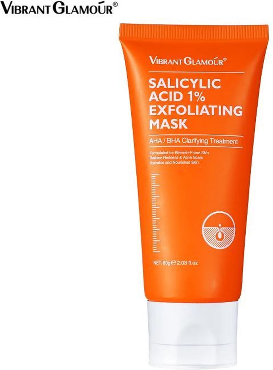 Goedkoopste VIBRANT GLAMOUR - Diep Reinigend Salicylic Acid 1 Exfoliërend Masker – Vermindert Onzuiverheden - Verfijnt Poriën - Mee-eters - Vette Huid - Acnegevoelig - Poriën Verkleinen - Stralende Teint - Dode Huidcellen Verwijderen