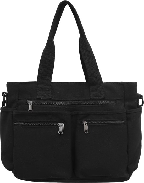 Middelgrote handtas voor dames, canvas, tas, schoudertas, shopper voor boeken, dagelijks gebruik, werk, groen, M(33cmx30cmx16cm