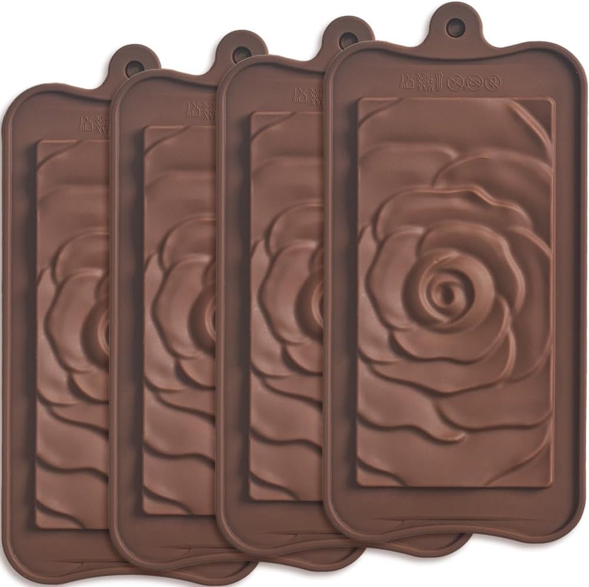 Goodivery ® Siliconen Bakvormen voor Huisgemaakte Chocolade en Energie Repen, Set van 4