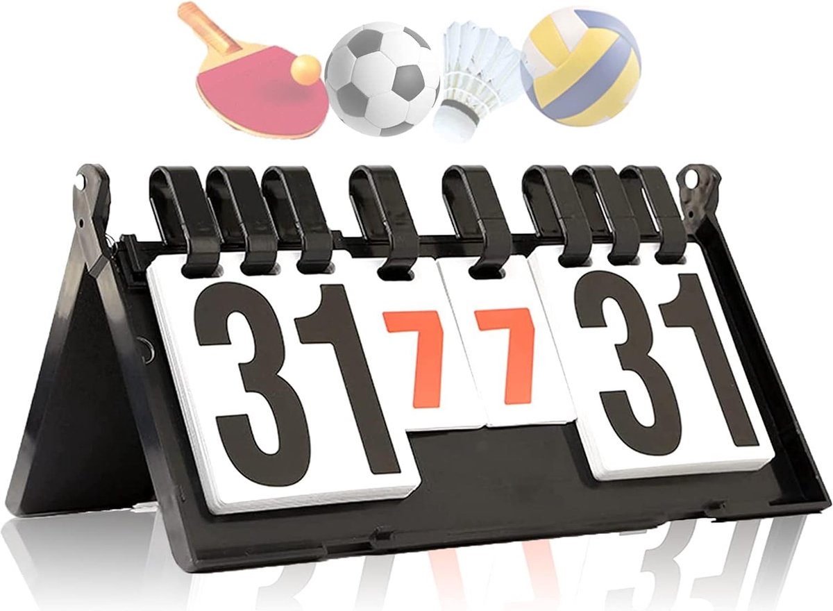 Goodivery ® Handige Draagbare Scorebord voor Meerdere Sporten met 4 Cijfers en Opvallende Kleuren