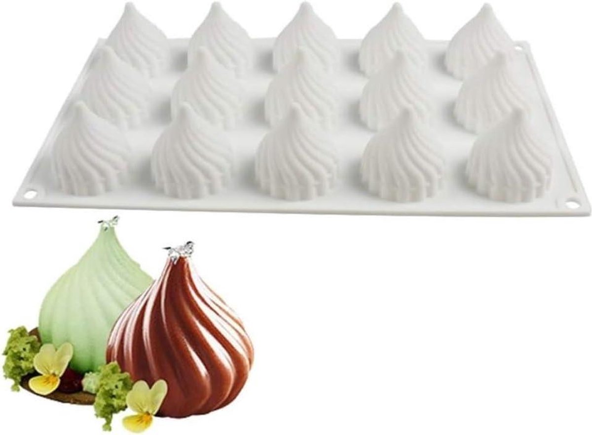 Siliconen bakvorm voor cupcakes en zeep - 15 gaten - pudding chocolade - spiraalvorm