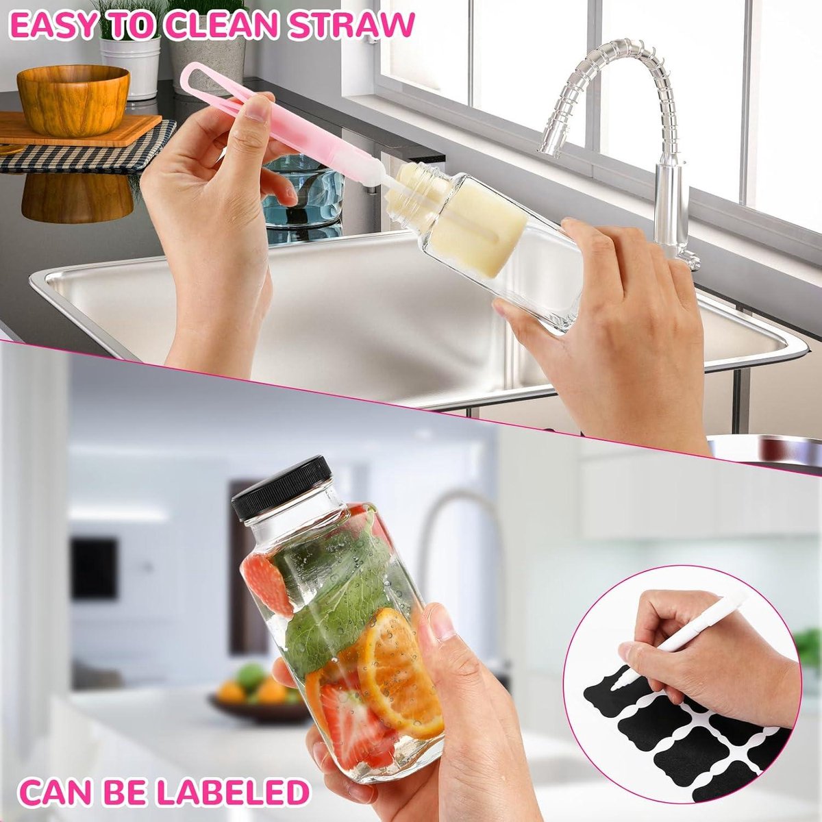 gouveo Set van 12 sapflessen 250 ml met schroefdop wit - glazen fles 0,25 l met TO43 dop - lege fles voor sap, smoothie, limonade (SF250W